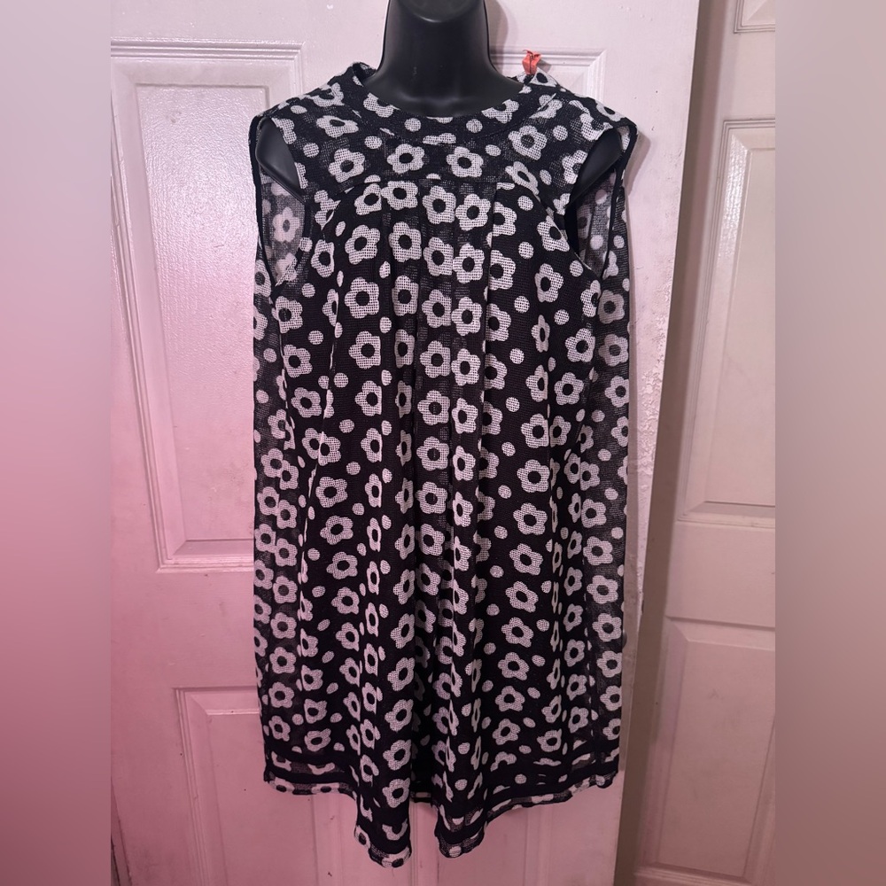 Anthropologie Black and White Floral Midi Dress
